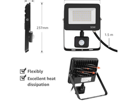 Outdoor Security Lights with Motion Sensor, 50W, 4200 Lumens, Ultra Thin, Water-Resistant Flood Light