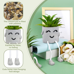 Dremisland Small Artificial Plants in Cement Pots – Mini Fake Succulent Décor