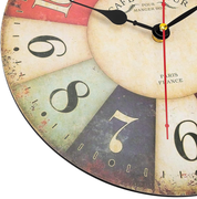 Vintage 30cm French Country Wooden Wall Clock, Silent Non-Ticking Rustic Design