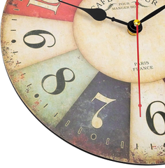 Vintage 30cm French Country Wooden Wall Clock, Silent Non-Ticking Rustic Design