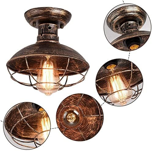 Vintage Industrial Semi-Flush Ceiling Light
