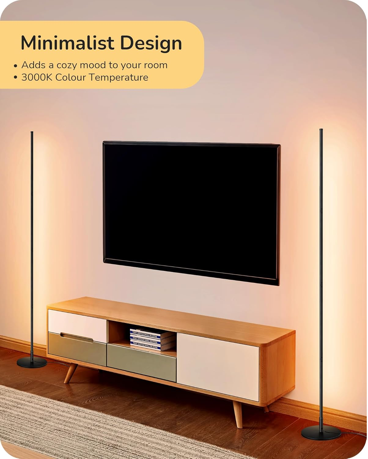 Minimalist LED Floor Lamp 146cm – Stepless Dimmable Tall Light with Foot Switch