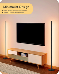 Minimalist LED Floor Lamp 146cm – Stepless Dimmable Tall Light with Foot Switch