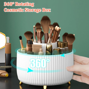 Rotating Makeup Organizer with Brush Holder, 5 Compartments for Vanity Storage