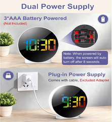 Curved LED Digital Alarm Clock with Dual Alarms, Snooze & 4-Level Brightness