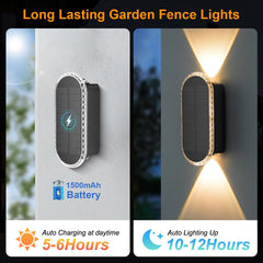 6 Pack Solar Fence Lights Outdoor – Up & Down Wall Lamps