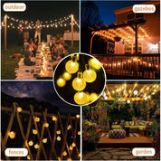 Solar Crystal Ball String Lights – 50 LED, 24FT, Waterproof