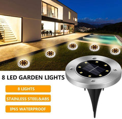 Solar Lights for Outdoor Garden/ Ground, 8 LED 8 Pcs | IP67 Waterproof, Solar Path Lights, - Warm (White)