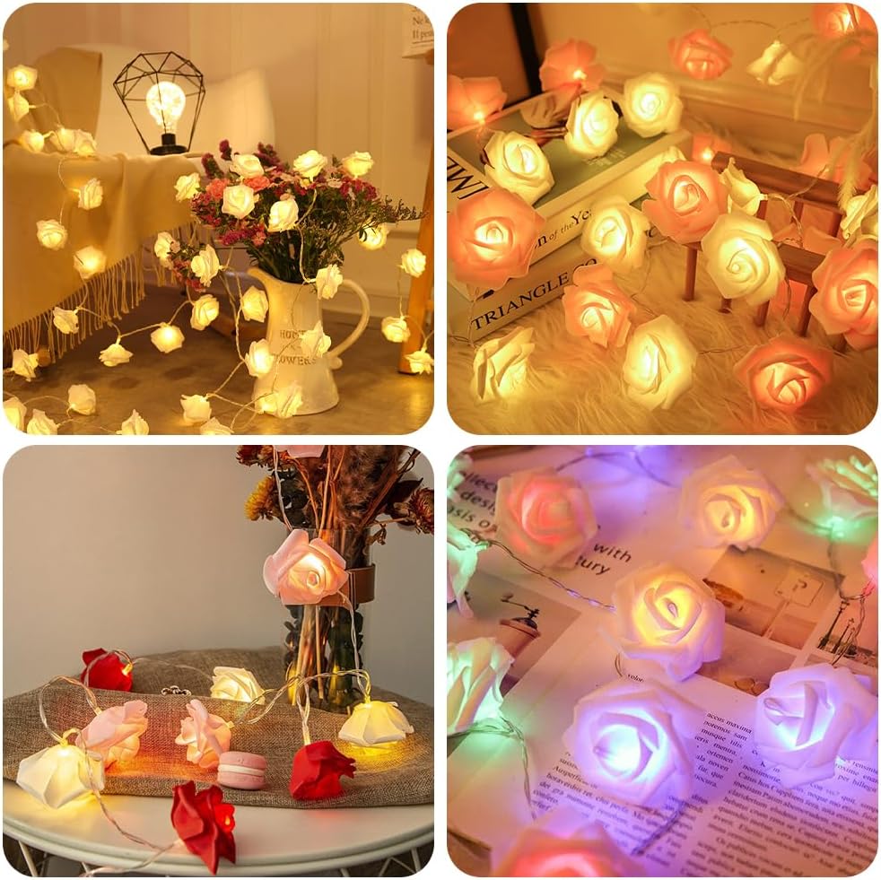 Romantic Rose Fairy String Lights for Bedroom & Decor