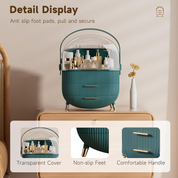 Dustproof Makeup Organizer Box with Lid – Skincare & Jewelry Storage (Green)