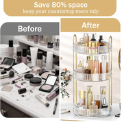 360 Rotating 3-Tier Makeup Organizer Large Cosmetic Storage Stand