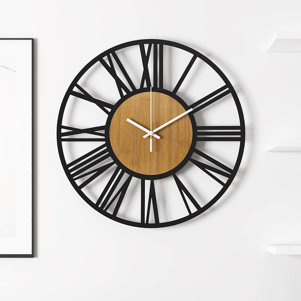 Large Silent Non-Ticking Vintage Wall Clock 14-Inch