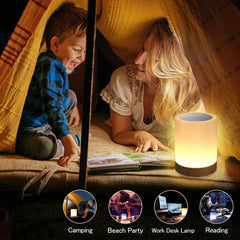 LED Night Light - Smart Bedside Table Lamp Touch Control, Dimmable, USB Rechargeable, Portable, RGB Color Changing