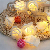 LED Rose String Lights – 20 Warm White Fairy Flowers