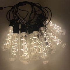 Outdoor Festoon String Lights, 10 Edison Bulbs, 5m, Warm White 3000K, Connectable Hanging Lights