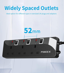 3 Way Extension Lead with Individual Switches – 1.5M Cable, 13A Fused, 3250W, Wall Mountable