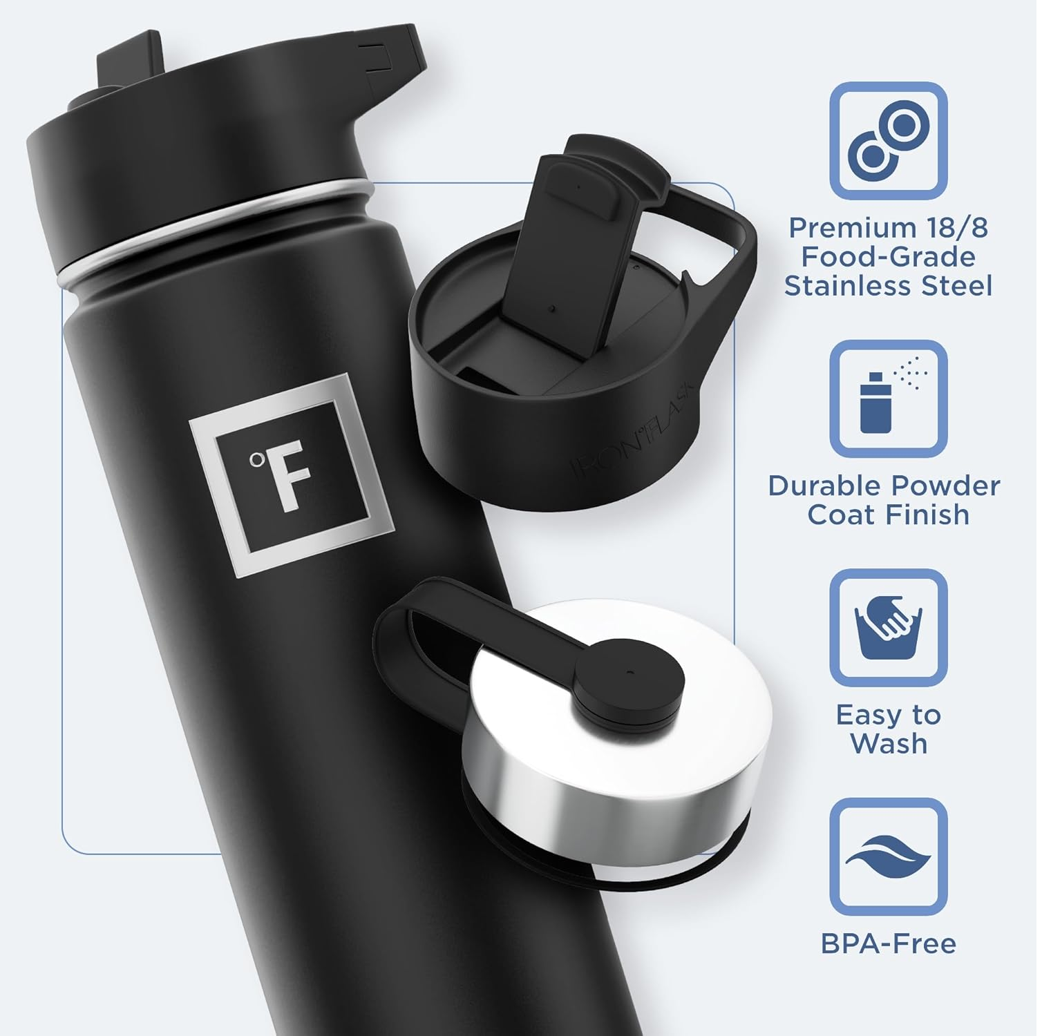 Insulated Stainless Steel Water Bottle with Straw & Handle, 650–1800ml Leakproof