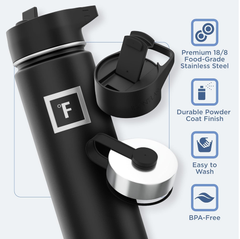 Insulated Stainless Steel Water Bottle with Straw & Handle, 650–1800ml Leakproof