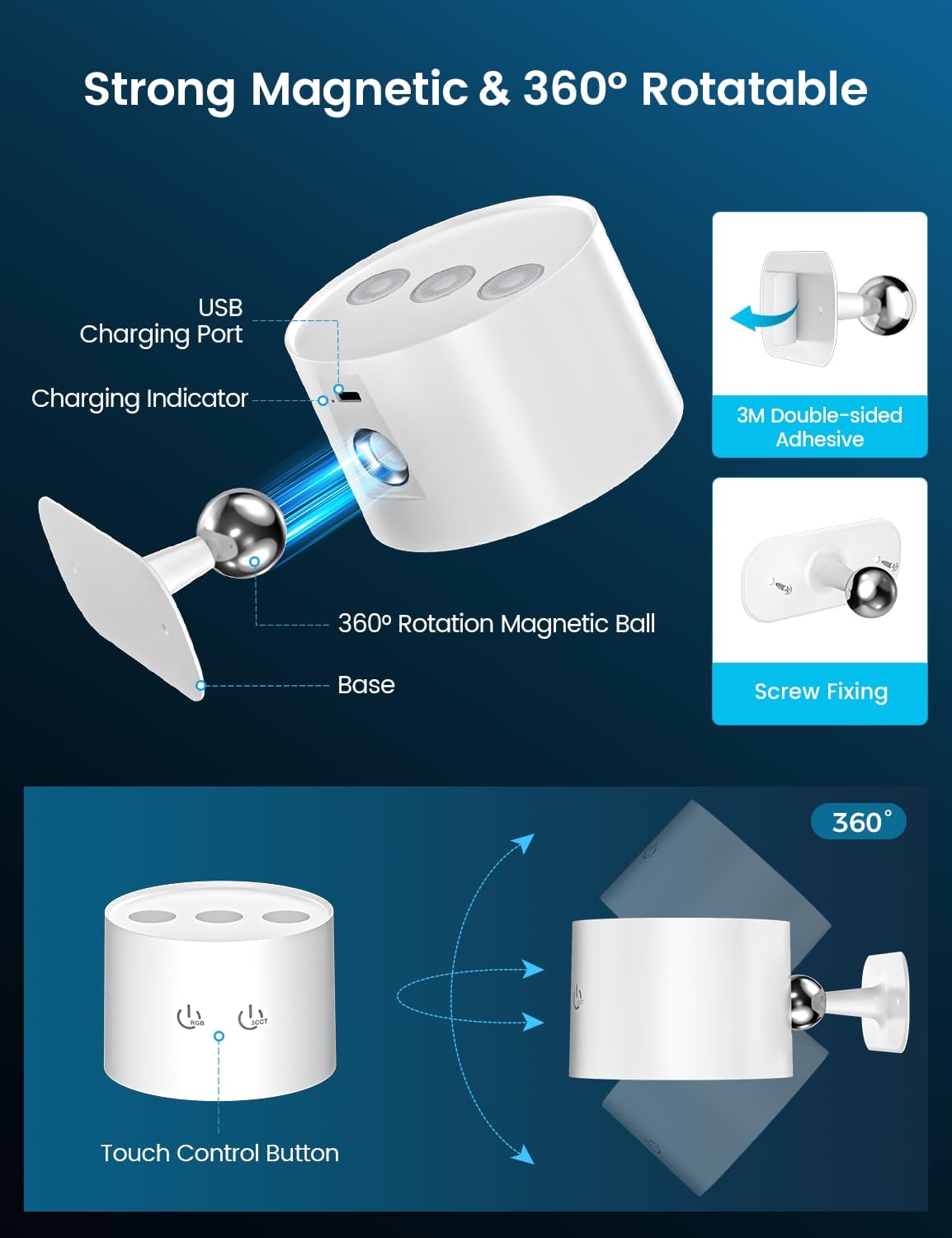 Rechargeable Dimmable Wall Sconce