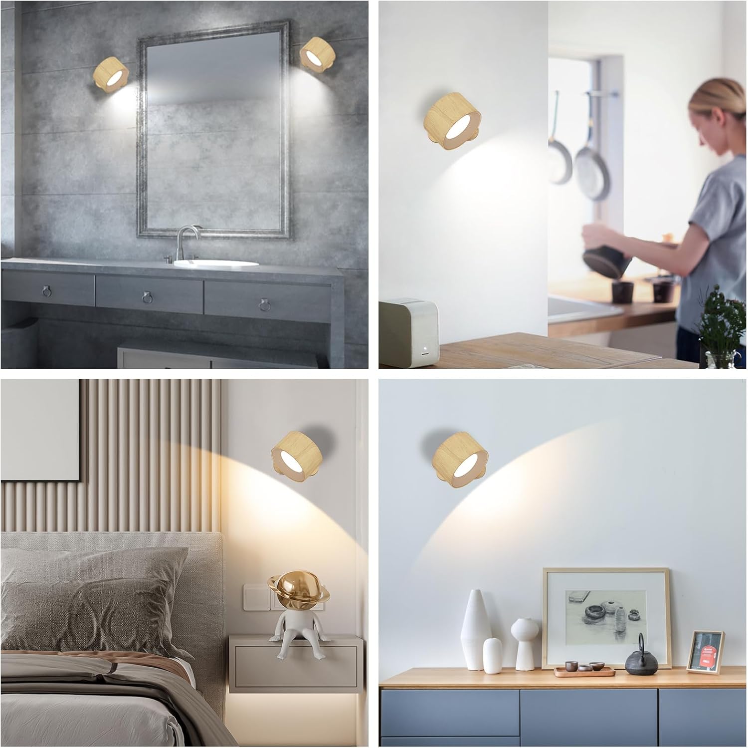 Battery Operated LED Wall Light, Adjustable, 3 Modes