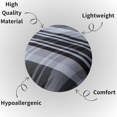 Olivia Rocco Hudson Check Duvet Cover Set – Cotton Rich Bedding, Black/Grey Double