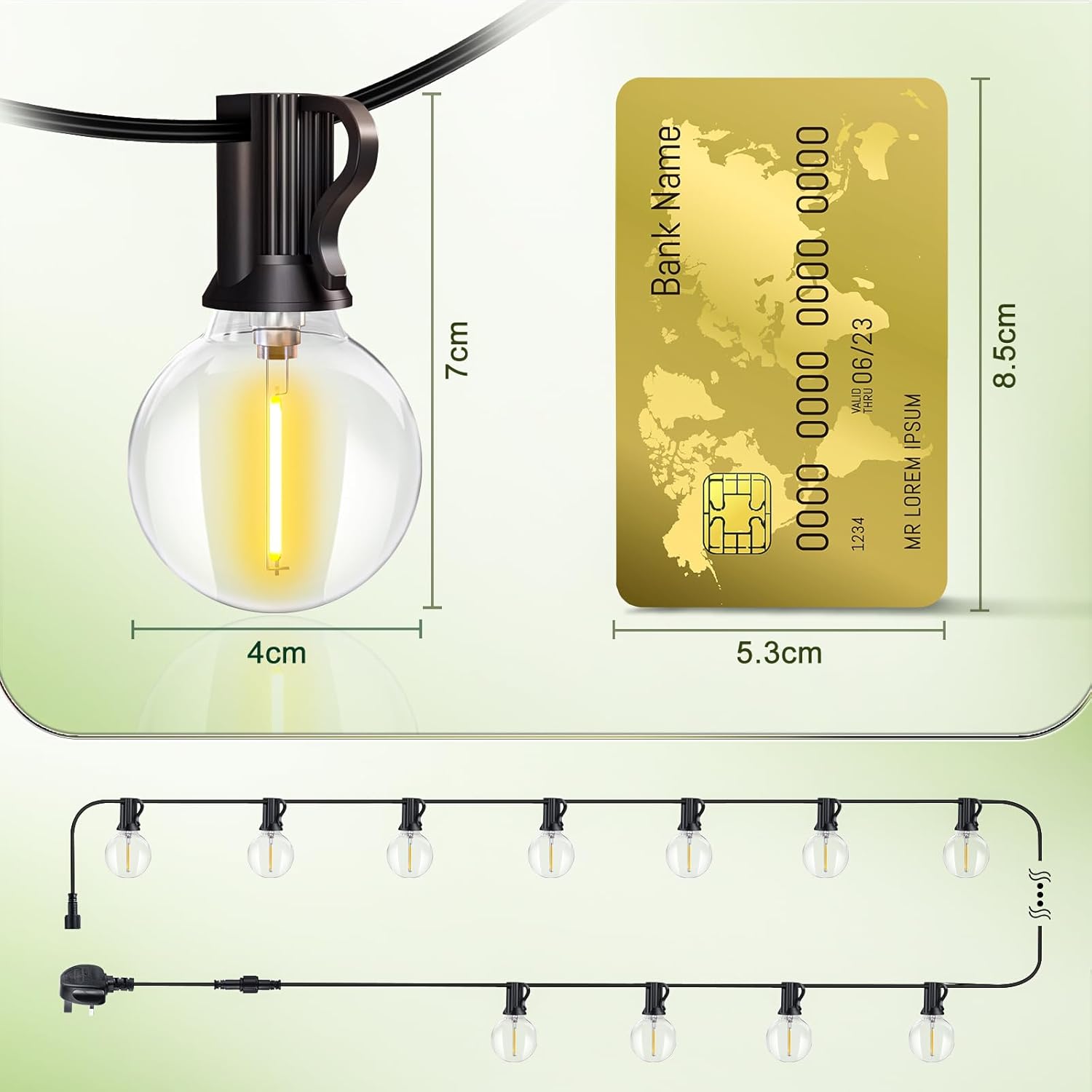 10M Outdoor Festoon Lights – G40 Bulbs, Waterproof & Connectable