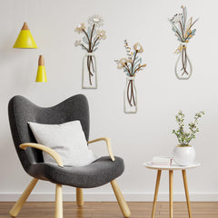 3 Pcs Metal Flower Wall Art Rustic Boho Décor Set