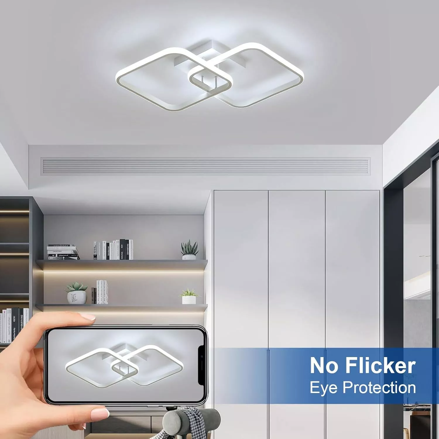 50W Dimmable LED Ceiling Light with Remote Control – Modern Pendant Lamp for Living Room – 60cm, Adjustable Brightness & Color Temperature