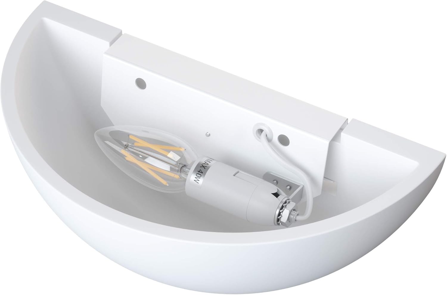 Half Moon Paintable Plaster Wall Light with LED Bulb
