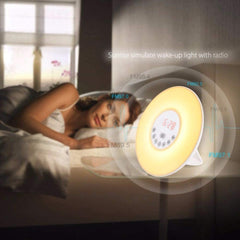 Sunrise Alarm Clock with Sunset Sleep Feature, Soothing Sounds, and Customizable Mood Lighting | White