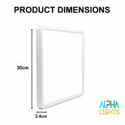 18W 12 Inch LED Ceiling Light, 3240LM IP54 Waterproof Square Flush Mount Ceiling Lamp, 6500K Cool White for Bathroom, Kitchen & Bedroom