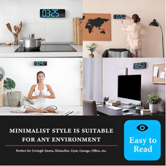 Large RGB LED Digital Wall Clock with Remote, Timer, Alarms & Temperature