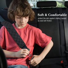 Car Seat Belt Pads – Soft Harness Shoulder Cushions with Hook & Loop Strap (Black, 2-Pack)