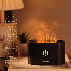 180ml Essential Oil Diffuser, Premium Flame Lights, 2 Mist Mode, Aromatherapy Humidifier, Waterless Auto-Off