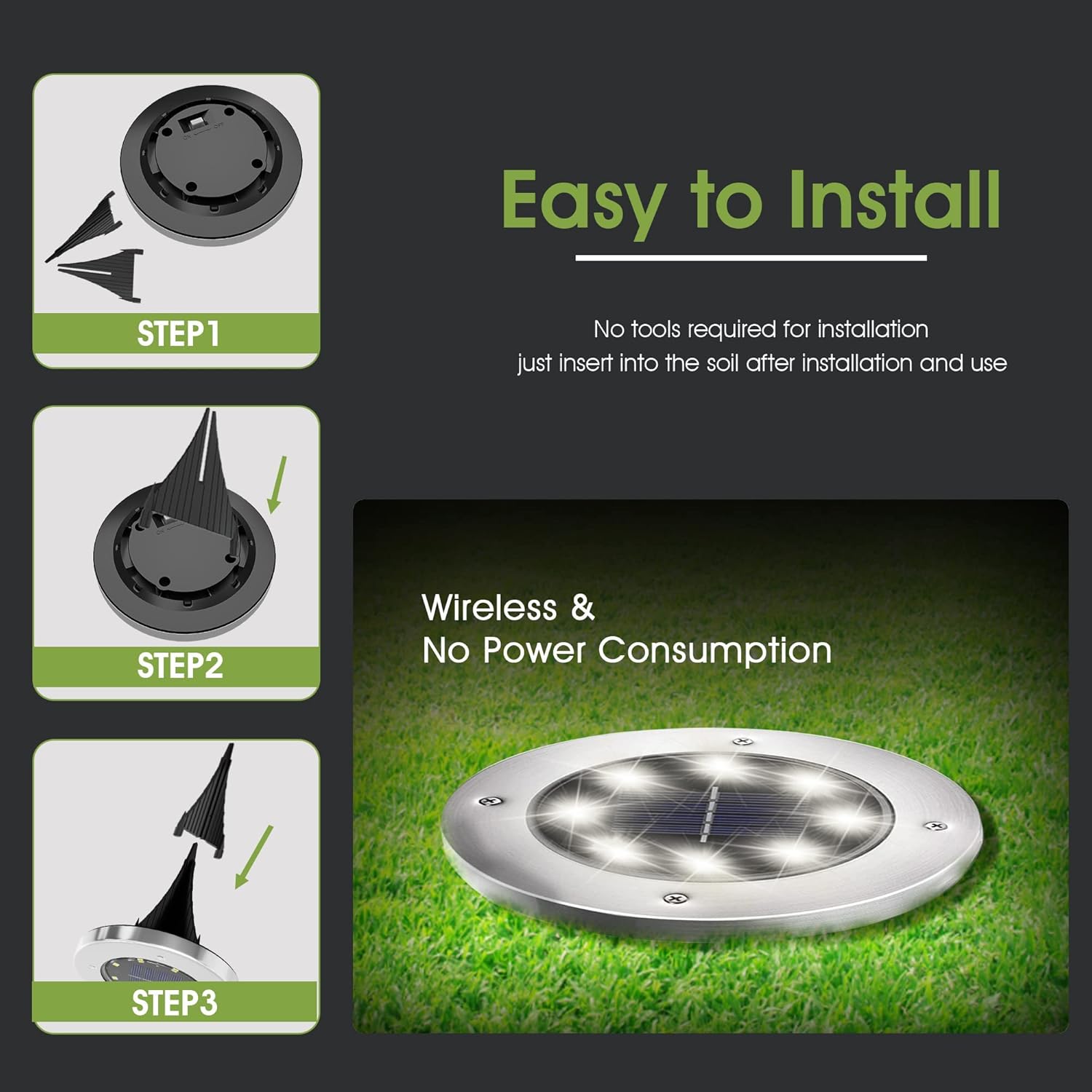 White Solar Ground Lights – 8-Pack Waterproof LED Pathway