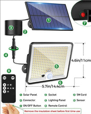 342LED Solar Security Lights with Remote & Motion Sensor