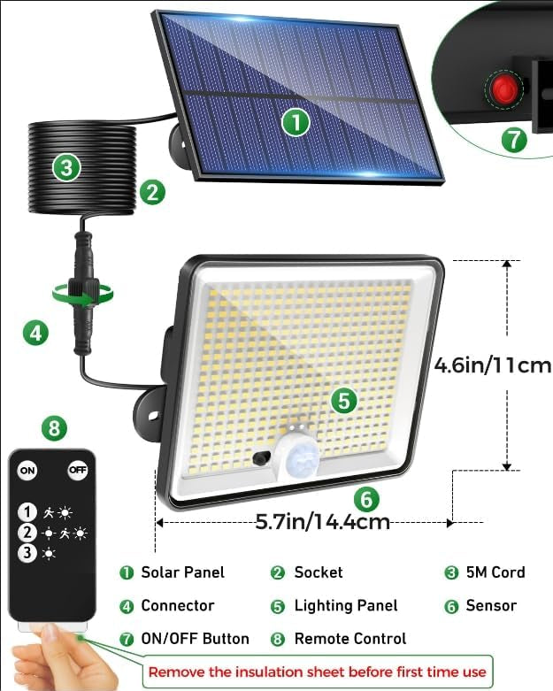 342LED Solar Security Lights with Remote & Motion Sensor