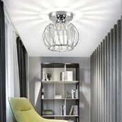 Modern Crystal Semi Flush Ceiling Light, Chrome Mini Fixture