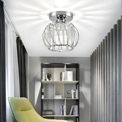 Modern Crystal Semi Flush Ceiling Light, Chrome Mini Fixture