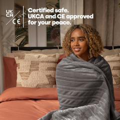 Electric Heated Throw Blanket 160x130cm – 9 Heat Levels, Timer & Auto Shut-Off, Grey