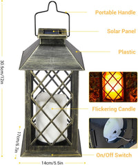 Solar Lanterns for The Garden – Moroccan-Style Flickering Outdoor Lights, Auto On/Off, Waterproof IP44, Warm White LED