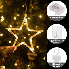 Christmas Window Star Lights, 30 LEDs Battery String Lights with Timer