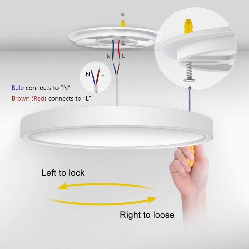 12" LED Ceiling Light – Ultra-Thin 24W Flush Mount, 2-Pack
