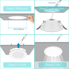 6 Pack LED Recessed Ceiling Spotlights 6W Energy Saving led spotlights Cool White Ultra Slim Round Downlights