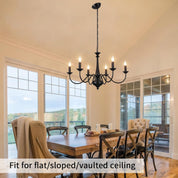 6-Light Black Chandelier – E14 Ceiling Light for Living Room, Dining, Bedroom, Kitchen