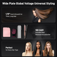 Infrared Ionic Hair Straightener – 1.75” Ceramic Flat Iron with Vibration & LCD Control