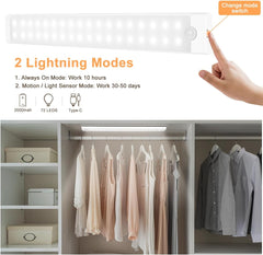 30cm Motion Sensor Kitchen Lights, Dimmable LED Under Cabinet Lights, Rechargeable Night Light,3-Pack