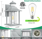 Grey Outdoor Motion Sensor Wall Light with 3 Modes & Bulb