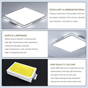 36W LED Flush Mount Ceiling Light, 6500K Cool White, 3600lm, 40cm Round Black Frame Light for Bedroom, Bathroom, Living Room