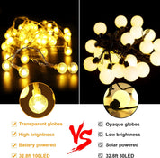 Battery Globe Fairy Lights with Remote, 100 LEDs, 10M